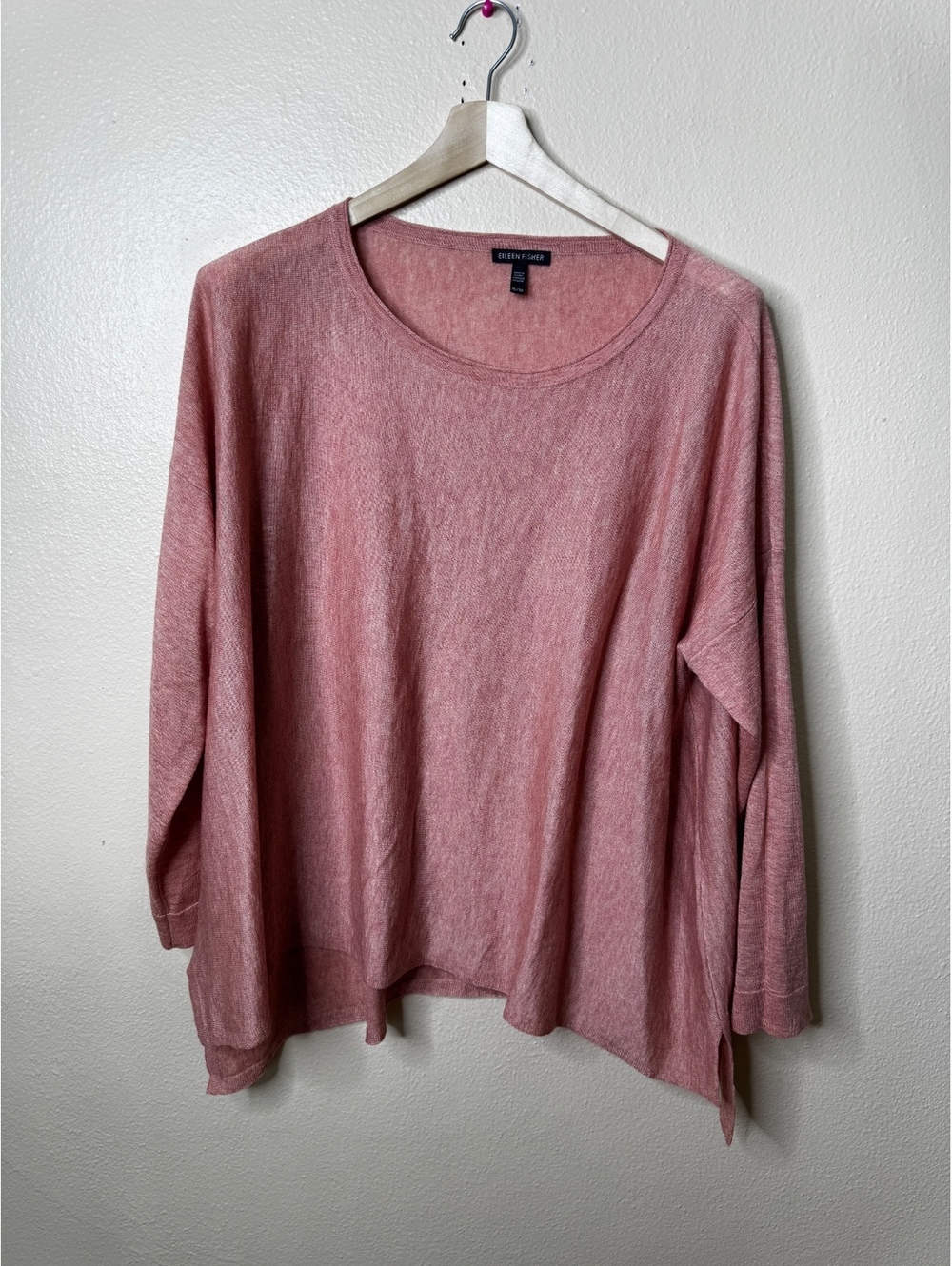 Eileen Fisher Womens XL Pink Merino Wool Alpaca Oversized Knit Top